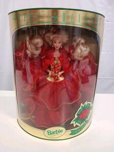 1993 Barbie Happy Holidays Special Edition Collector Doll, Red Poinsettia Gown, Boxed