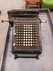 Burroughs Style No. 9 Mechanical Adding Machine with Glass Panels and Manual Crank
