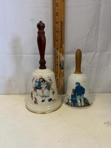 Gorham Fine China Norman Rockwell Love&rsquo;s Harmony 1975 Porcelain Bell 8" Gold Rim