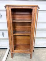 Wood & Glass Display Cabinet, 52&rdquo; Tall, 2 Adjustable Shelves, Side Viewing Panels, Hinged Glass Door