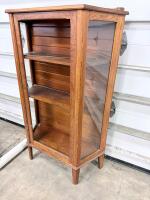 Wood & Glass Display Cabinet, 52&rdquo; Tall, 2 Adjustable Shelves, Side Viewing Panels, Hinged Glass Door - 2