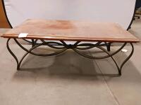 Rectangular Wood & Metal Coffee Table, Transitional Style, 48x24", Brown/Black, Sturdy Frame - 3