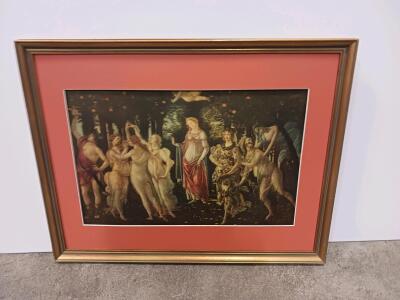 Framed Sandro Botticelli "Primavera" Art Print, Gold-Tone Frame, Terracotta Mat, 24"x18" Sp-5