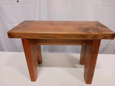 Rustic Solid Wood Bench/Stool 17"x8"x14.5" Natural Finish, Thick Top, Sturdy Construction