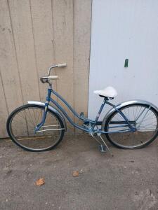 Vintage Step-Through Cruiser Bicycle, Single Speed, 26" Wheels, Steel Frame, Blue