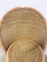 High-Back Wicker/Rattan Chair, Mid-century/Boho Style, Natural Color - 4