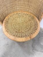 High-Back Wicker/Rattan Chair, Mid-century/Boho Style, Natural Color - 5