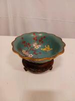Chinese Cloisonn&eacute; Ginger Jars, Vase, Bowl with Stands & 5 Bohemian Ruby Red Glasses Set - 6