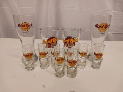 Hard Rock Cafe Collectible Glassware Set &ndash; 10 Pieces with Multiple Locations & 30th Anniversary
