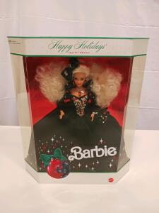 Mattel 1988 Happy Holidays Barbie Special Edition, Blonde, Velvet Gown, NIB, #1871