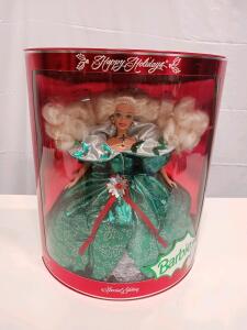 1995 Special Edition Happy Holidays Barbie Doll in Green Holly Dress