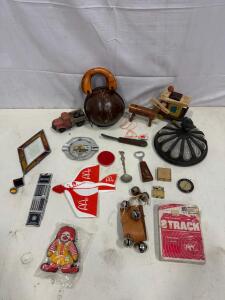 Vintage Collectibles Lot: Addiator Arithma Calculator, McDonald&rsquo;s Glider, 8-Track, Toys & More