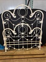 Victorian-Style Full Size Metal Bed Frame, Off-White Cast Iron, Scrollwork, Includes Rails