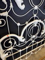 Victorian-Style Full Size Metal Bed Frame, Off-White Cast Iron, Scrollwork, Includes Rails - 2