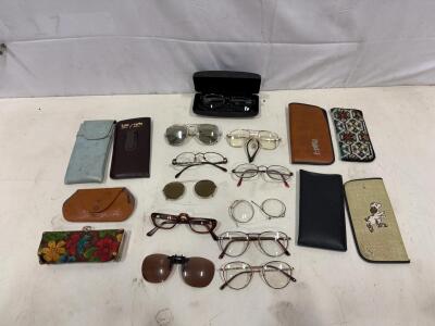 Vintage & Modern Eyeglasses & Sunglasses Lot &ndash; 10 Pairs, 8 Cases, Assorted Styles & Materials
