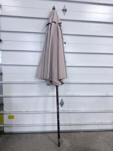9 ft Round Beige Outdoor Patio Umbrella, Metal Pole, Wind Vent
