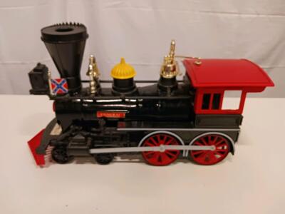 Beams General 4-4-0 Steam Locomotive Model Train, Approx. 12" Long, Black/Red, Plastic Display