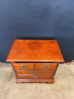 Traditional Wooden 4-Drawer Dresser with Ornate Brass Handles and Decorative Inlay - 2