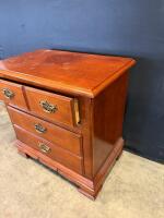 Traditional Wooden 4-Drawer Dresser with Ornate Brass Handles and Decorative Inlay - 3