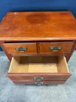 Traditional Wooden 4-Drawer Dresser with Ornate Brass Handles and Decorative Inlay - 4