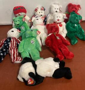 Ty Beanie Babies Lot &ndash; Glory, Erin, Valentino, Holiday Bears, Panda, Patriotic, Soccer, & More ( R6 )