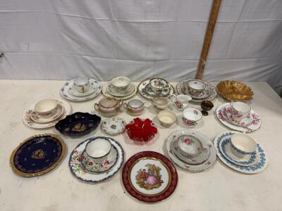 Mixed Vintage Porcelain & Fine China Tea Sets &ndash; Floral, Gilded, Cobalt, 25+ Pieces, 1920s-1960s