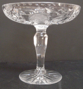 Vintage Cut Crystal Coupe Glass with Floral and Geometric Motifs, 5.5 oz Capacity ( R12 )