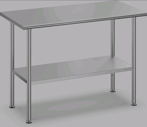 Stainless Steel Work Table with Adjustable Undershelf, 34.6" Height