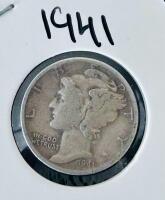 1941 & 1942 Mercury Dimes, 90% Silver, Circulated Condition - 2