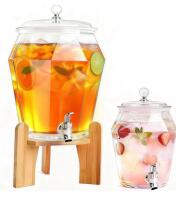 28" Cocktail Folding Table & 2-Pack Glass Beverage Dispenser Set (2.5 Gal, Wood Stand, Spigot) - 8
