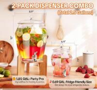 28" Cocktail Folding Table & 2-Pack Glass Beverage Dispenser Set (2.5 Gal, Wood Stand, Spigot) - 10