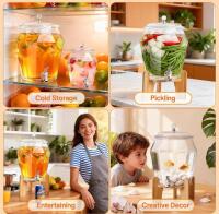 28" Cocktail Folding Table & 2-Pack Glass Beverage Dispenser Set (2.5 Gal, Wood Stand, Spigot) - 12
