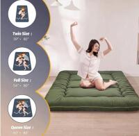 Queen Size 6" Thick Green Quilted Futon Mattress with Washable Cover and Storage Bag - 2