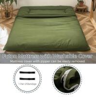 Queen Size 6" Thick Green Quilted Futon Mattress with Washable Cover and Storage Bag - 3