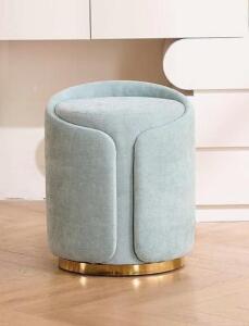 Sage Velvet Upholstered Ottoman XHOT001-SAGE, Gold Metal Base, 18"x15", Drakaconcept