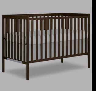 Dream On Me Synergy 5-in-1 Convertible Full Size Baby Crib, GREENGUARD Gold | BSA Verified, ASTM & CPSC Tested, 3-Position Mattress Support, Converts to Toddler, Day and Full Size Bed, 50 Lb, Walnut