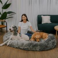 PupCloud TAD1736 Human-Size Memory Foam Dog Bed, Faux Fur, Charcoal Grey, 75"x60", 38.36 lbs - 2