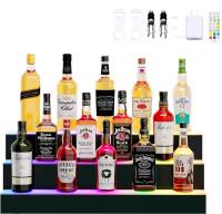 3-Tier 30-Inch Translucent Acrylic LED Bar Shelf with Multi-Color Lighting and Remote/App Control