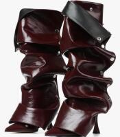 VOMIRA Women's Burgundy Knee High Stiletto Boots with Detachable Panel, Wide Calf Fit - 4