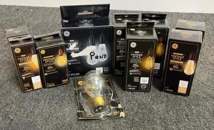 GE Vintage Style LED and Incandescent Light Bulbs (ST19, A19, Candelabra, Various Glass)