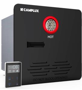 Camplux RE264B RV Tankless Water Heater, 2.64 GPM, 65,000 BTU, 12V, Black, Remote, CSA/NSF Certified