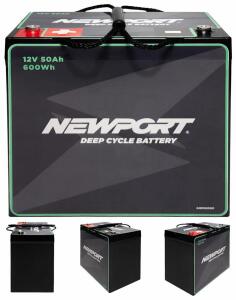 Newport 12V 50Ah 600Wh Deep Cycle AGM Marine Battery, 32lbs, 9"x5.7"x8.25", Serial: 3481000301