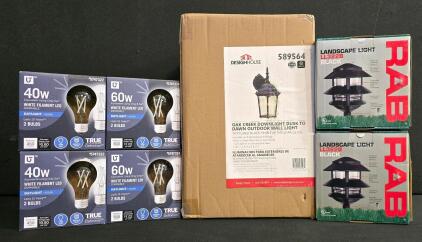 LED Bulbs, Outdoor Wall Light, and Landscape Lights Lot &ndash; A19 40W/60W LED, Design House, RAB LL322B