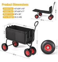 Multi-Functional Folding Wagon with Bench Seat, 500 lbs Capacity, All-Terrain Wheels - 3