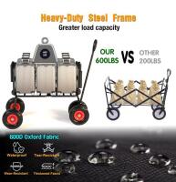 Multi-Functional Folding Wagon with Bench Seat, 500 lbs Capacity, All-Terrain Wheels - 5