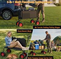 Multi-Functional Folding Wagon with Bench Seat, 500 lbs Capacity, All-Terrain Wheels - 6