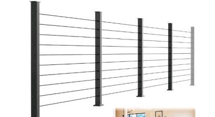 Zylorix 36" Modular 12-16FT Black T304 Cable Railing Post Kit with 4 Posts & 177FT Wire Rope