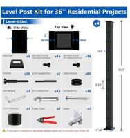 Zylorix 36" Modular 12-16FT Black T304 Cable Railing Post Kit with 4 Posts & 177FT Wire Rope - 3