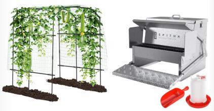 SPITHA Automatic Chicken Feeder with Waterer and Walk-In Garden Arch Trellis