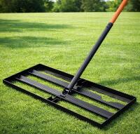 30"x10" Heavy-Duty Lawn Leveling Rake & 75"x71"x87" Steel Garden Arch Trellis with Nylon Netting - 5